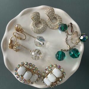 Vintage lot of rhinestone earrings